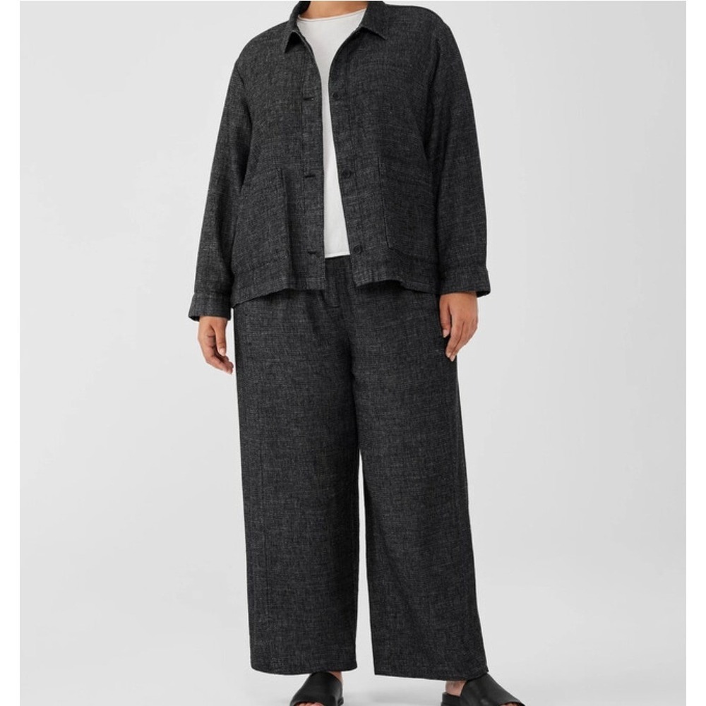 Eileen Fisher Grey Hemp Organic Cotton Chore Jacket & Pants Set 1X